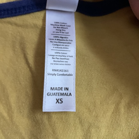 Lularoe Yellowish top with blue trail on neck and sleeves ends size xs - Picture 4 of 4